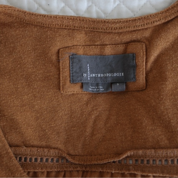 Anthropologie Malaga Tunic Top Tank Ochre Eyelet Blouse Gold Small S - Picture 9 of 12